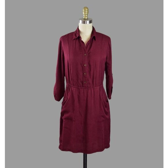 CACHAREL FRENCH MAROON BUTTON FRONT SHIRT DRESS - Picture 1 of 7
